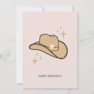 Simple Modern Rodeo Cowgirl Blush Birthday Card
