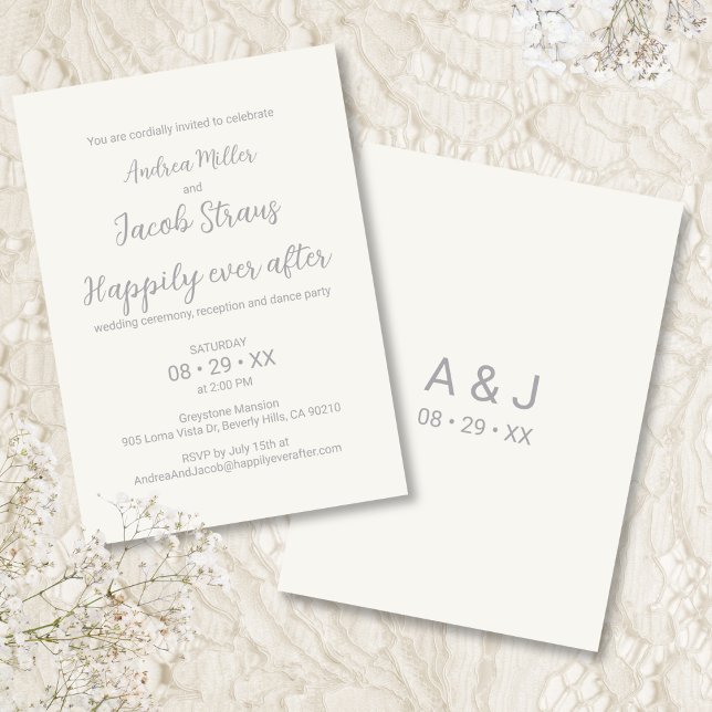 Simple Modern Romantic Happily Ever After Wedding Invitation (Creator Uploaded)