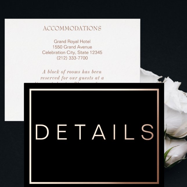Simple Modern ROSE Gold Border Wedding RSVP     Foil Invitation Postcard (Creator Uploaded)