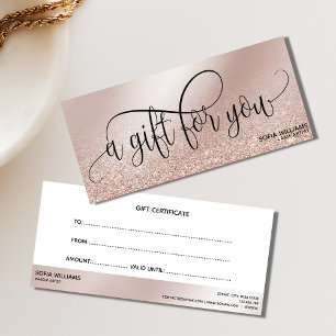 Simple & Modern Rose gold Certificate Gift Card