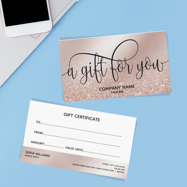 Simple & Modern Rose Gold Certificate Gift Card (Creator Uploaded)