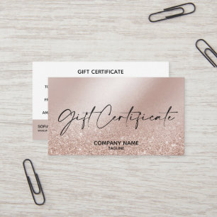 Simple & Modern Rose Gold Certificate Gift Card