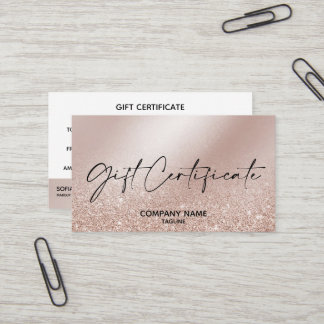 Simple & Modern Rose Gold Certificate Gift Card
