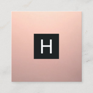 Simple Modern Rose Gold Copper  Monogram Square Business Card