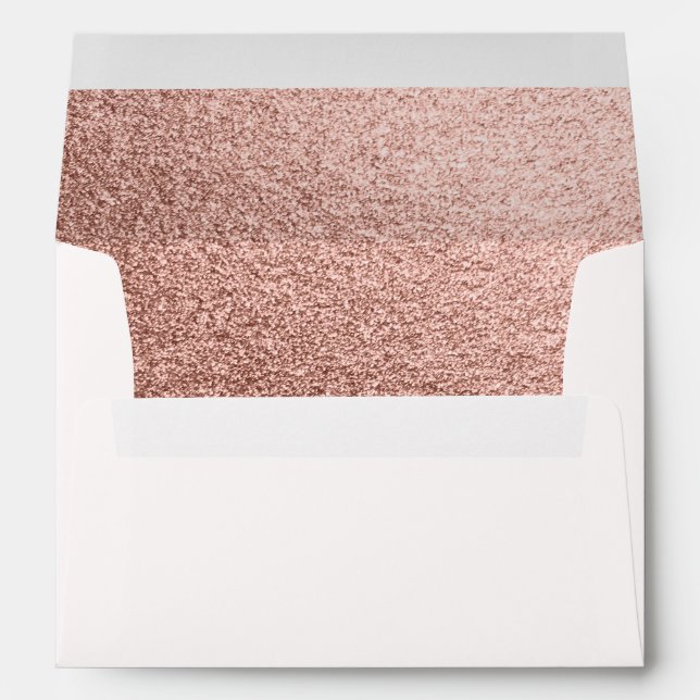 Simple Modern Rose Gold Glitter Sparkle Glam Chic Envelope (Back (Bottom))
