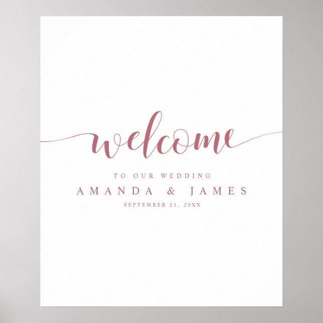 Simple Modern Rose Gold Wedding Welcome Poster (Front)