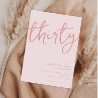 Simple Modern Rose Pink 30th Birthday
