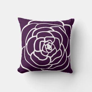 simple modern rose silhouette dark aubergine plum cushion