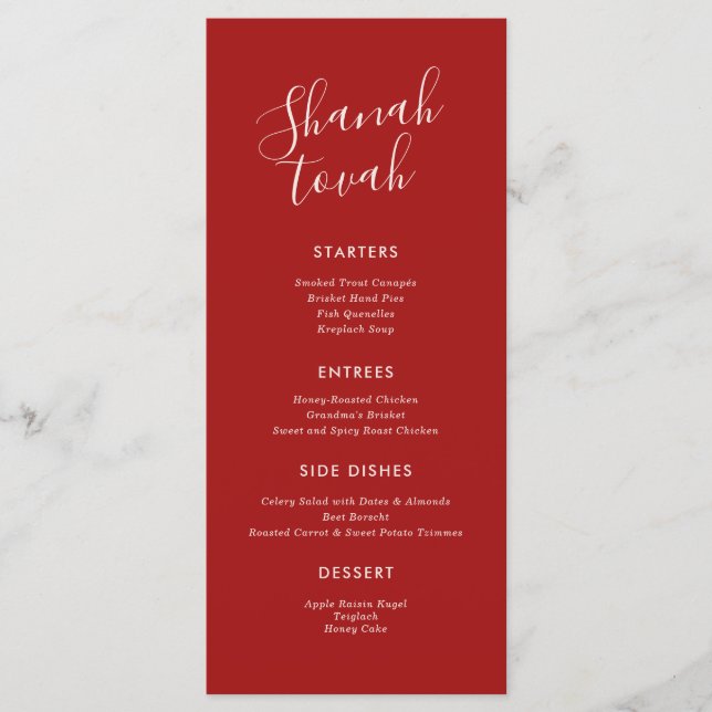 Simple Modern Rosh Hashanah Dinner Menu (Front)