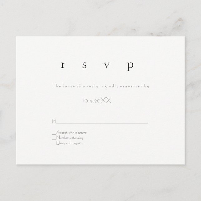 Simple modern rsvp wedding postcards (Front)