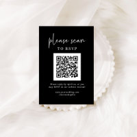 Simple Modern RSVP with QR Code | Black