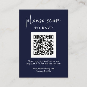 Simple Modern RSVP with QR Code   Navy Blue Enclosure Card