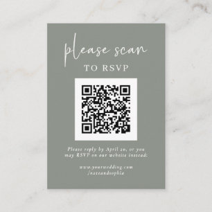Simple Modern RSVP with QR Code   Sage Green Enclosure Card