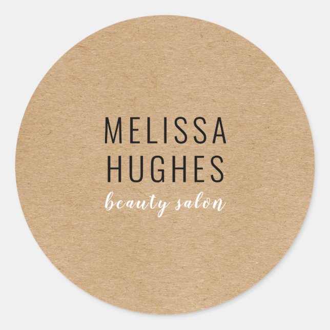 Simple Modern Rustic Business Classic Round Sticker (Front)