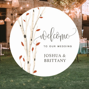 Simple Modern Rustic Elegant Wedding Welcome Classic Round Sticker