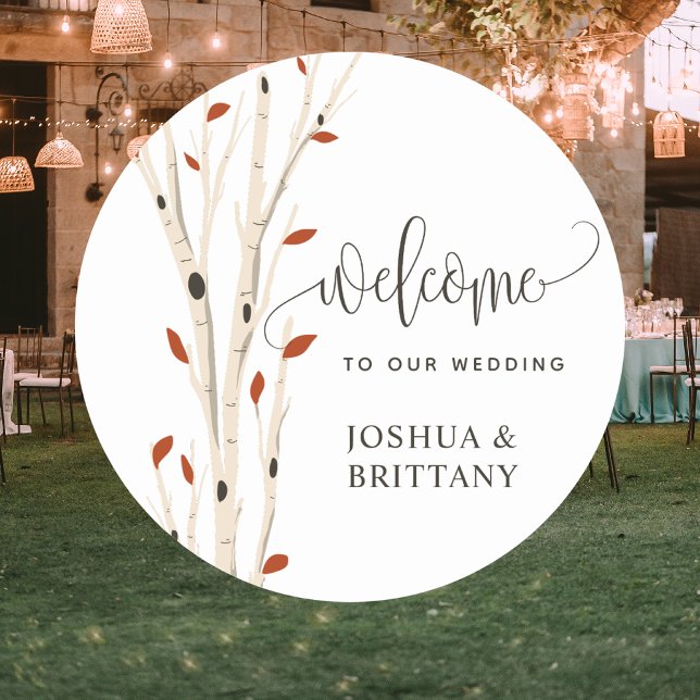 Simple Modern Rustic Elegant Wedding Welcome Classic Round Sticker (Creator Uploaded)