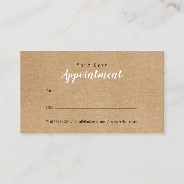 Simple Modern Rustic Kraft Appointment Card (Front)