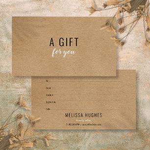 Simple Modern Rustic Kraft Gift Certificate