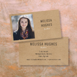 Simple Modern Rustic Kraft Photo Business Card