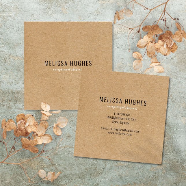 Simple Modern Rustic Kraft Square Business Card (Simple Modern Rustic Kraft Square Business Card)