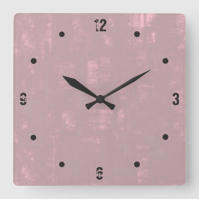 Simple modern rustic mallow pink abstract square wall clock (Front)