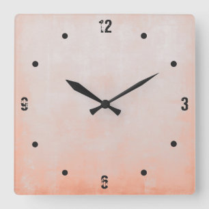 Simple Modern Rustic Peach Gray Abstract Square Wall Clock