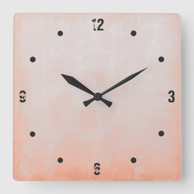 Simple Modern Rustic Peach Gray Abstract Square Wall Clock (Front)