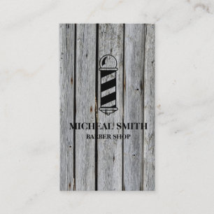 Simple Modern Rustic Wood Pole Barber Shop Business Card