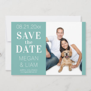 Simple Modern Sage and White Photo Save The Date