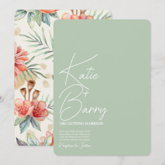 Simple Modern Sage Floral Wedding Invitation