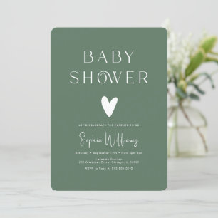 Simple Modern Sage Green Baby Shower Invitation