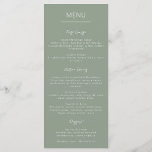 Simple Modern Sage Green Calligraphy Menu