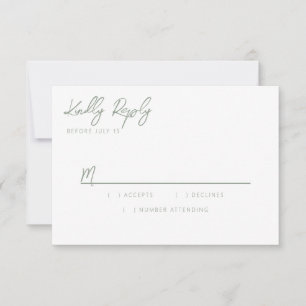 Simple Modern Sage Green Calligraphy RSVP Card