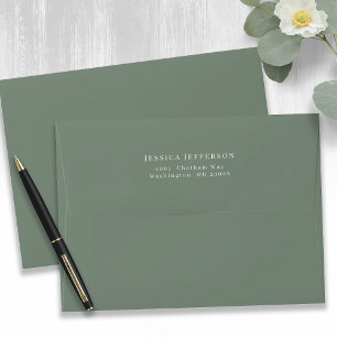 Simple Modern Sage Green Wedding Invitation Envelope