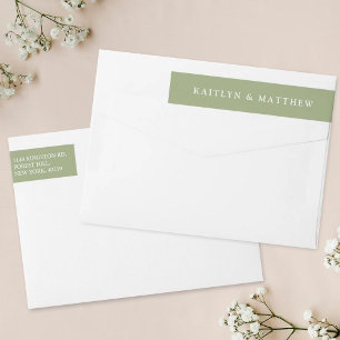 Simple Modern Sage Green Wedding Wrap Around Label