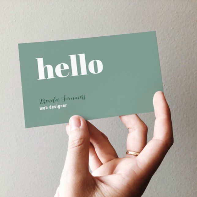 Simple Modern Sage green & White Background Business Card (Creator Uploaded)