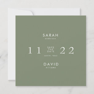 Simple Modern Sage Square Save the Date