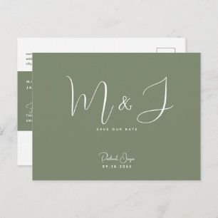  Simple Modern Sage Wedding Save the Date  Postcard