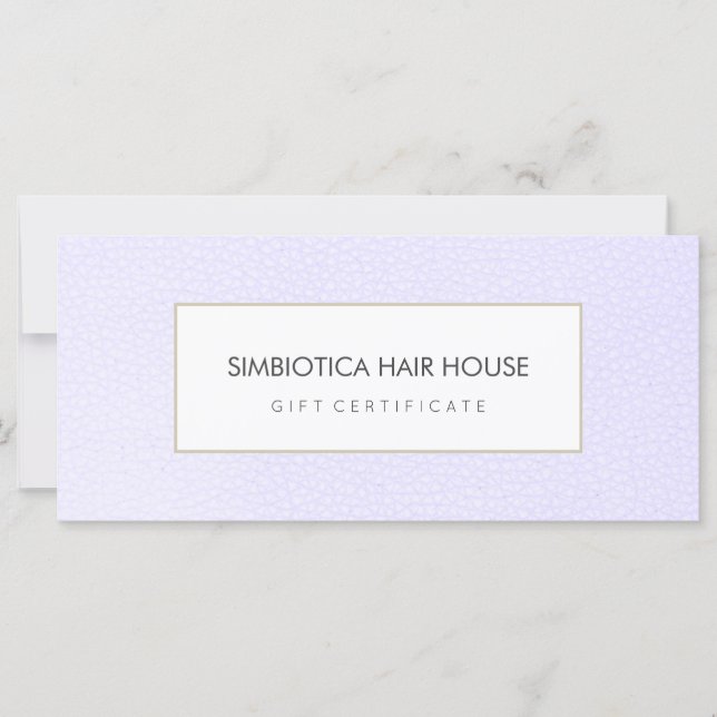 Simple Modern Salon Spa Lavender Gift Certificate (Front)