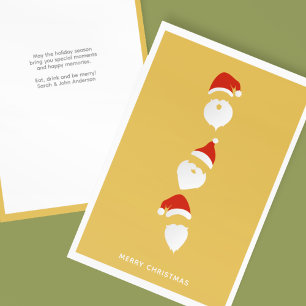 Simple Modern Santa Graphic Gold Christmas Holiday Card