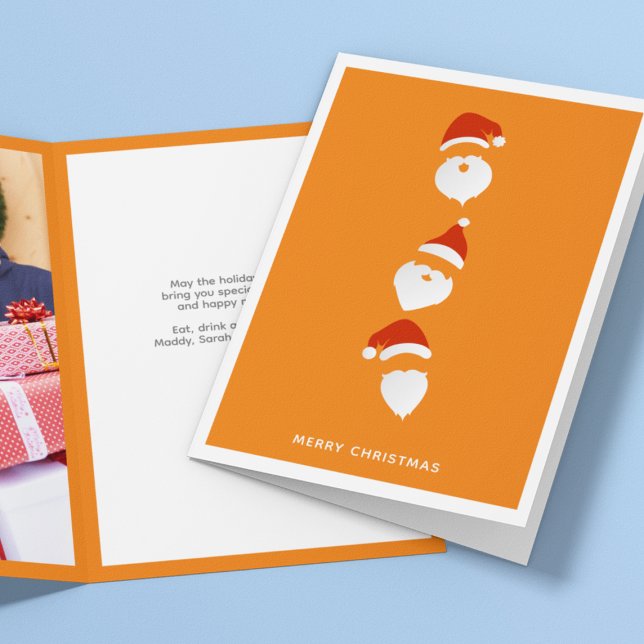 Simple Modern Santa Graphic Orange Christmas Photo Holiday Card (Creator Uploaded)