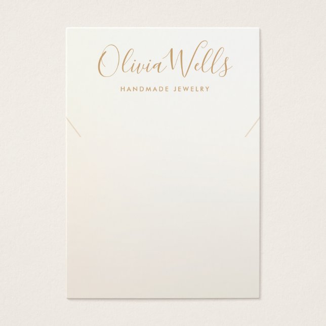 Simple Modern Satin Gold Necklace Display Card (Front)