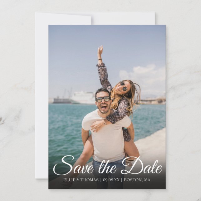 Simple Modern Save the Date Elegant Script Photo (Front)