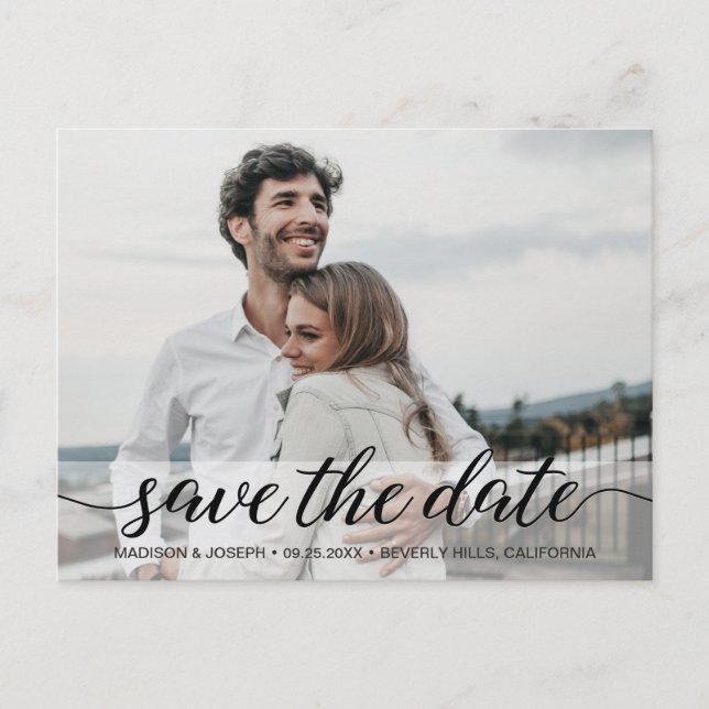 Simple Modern Save the Date Engagement Photo Postcard (Front)