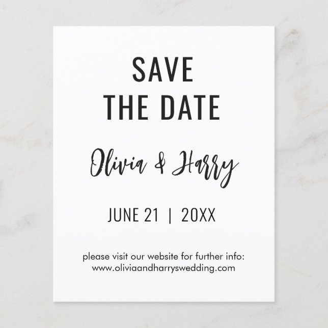 Simple Modern Save The Date Flyer | Black White (Front)