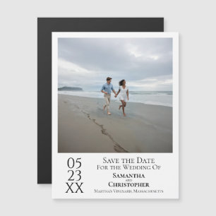 Simple Modern Save the Date Photo White Magnet