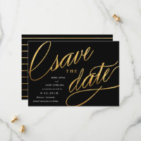 Simple Modern Save the Dates | Black & Gold
