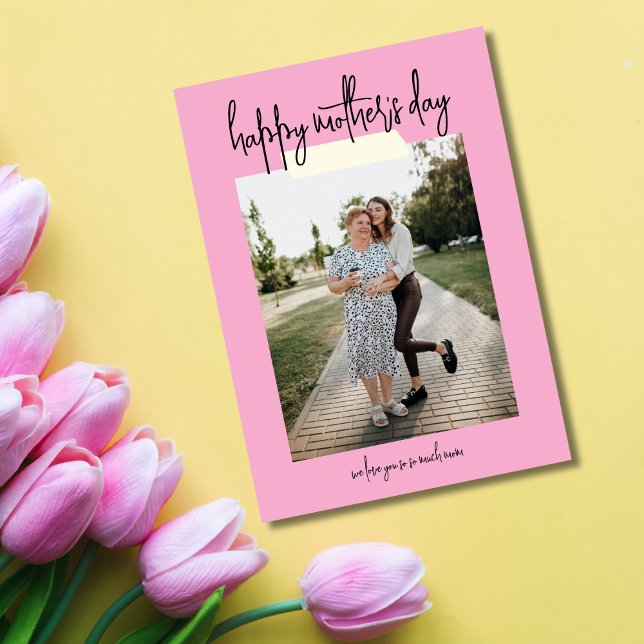 Simple Modern Script 2 Photo Happy Mother's Day Card (Creator Uploaded)