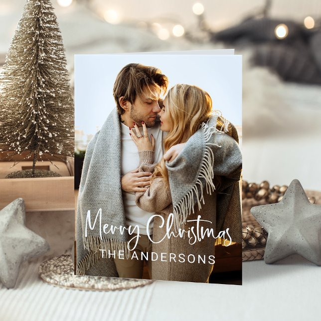 Simple Modern Script and Photo | Merry Christmas Holiday Card (Creator Uploaded)