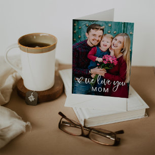 Simple Modern Script and Photo We Love You Mum Card